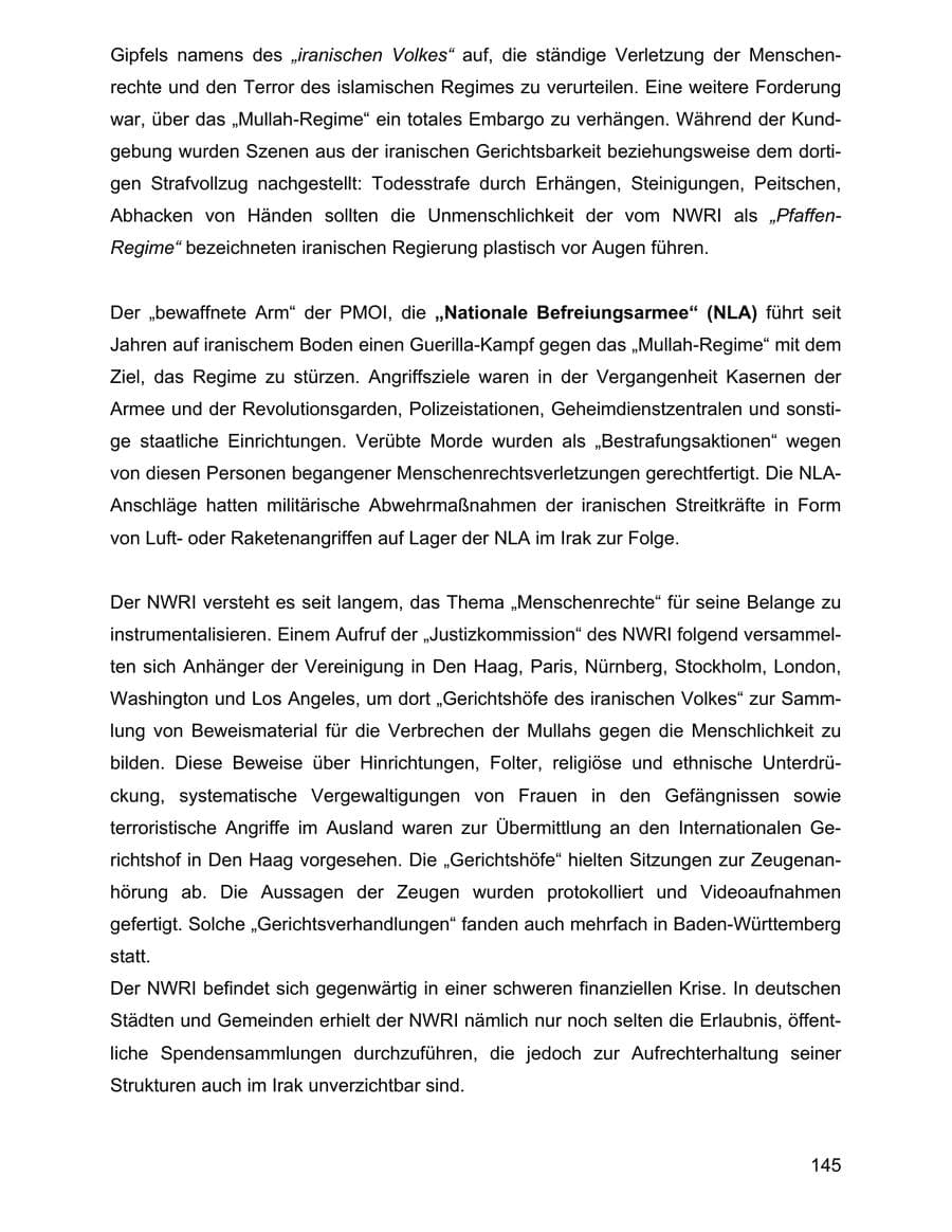 Seite 145 des Verfassungsschutzbericht 2001 Baden-Württemberg