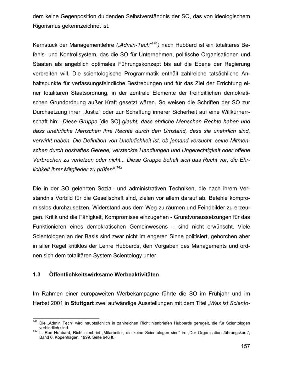 Seite 157 des Verfassungsschutzbericht 2001 Baden-Württemberg