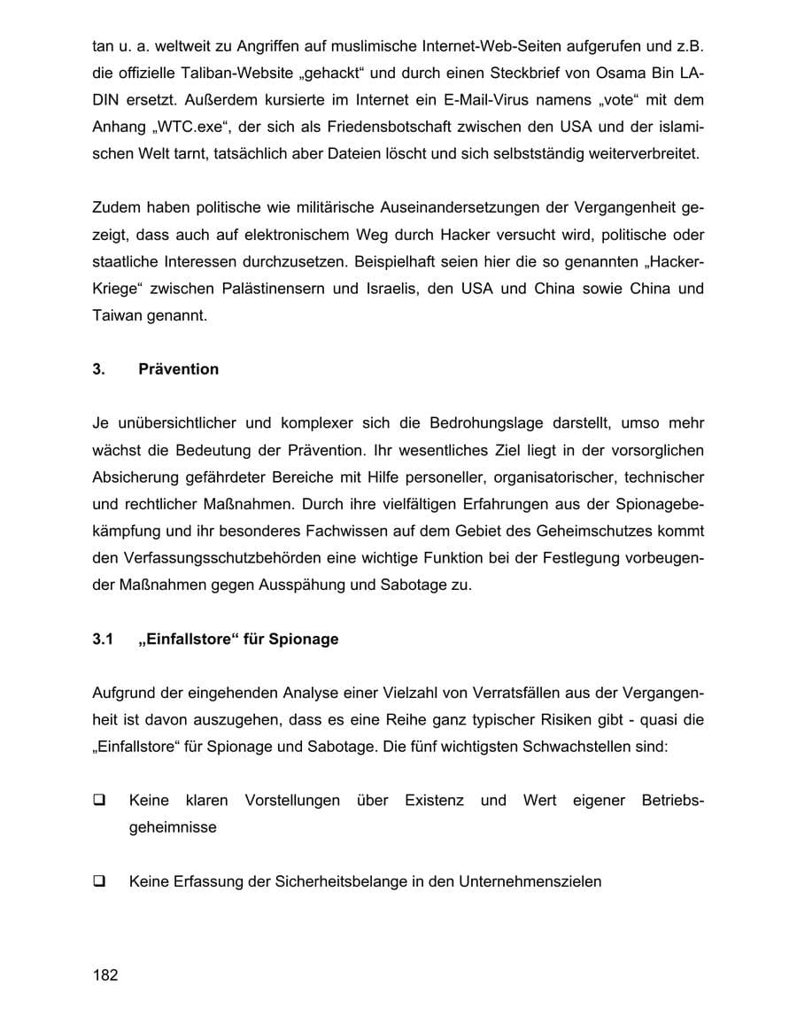 Seite 182 des Verfassungsschutzbericht 2001 Baden-Württemberg