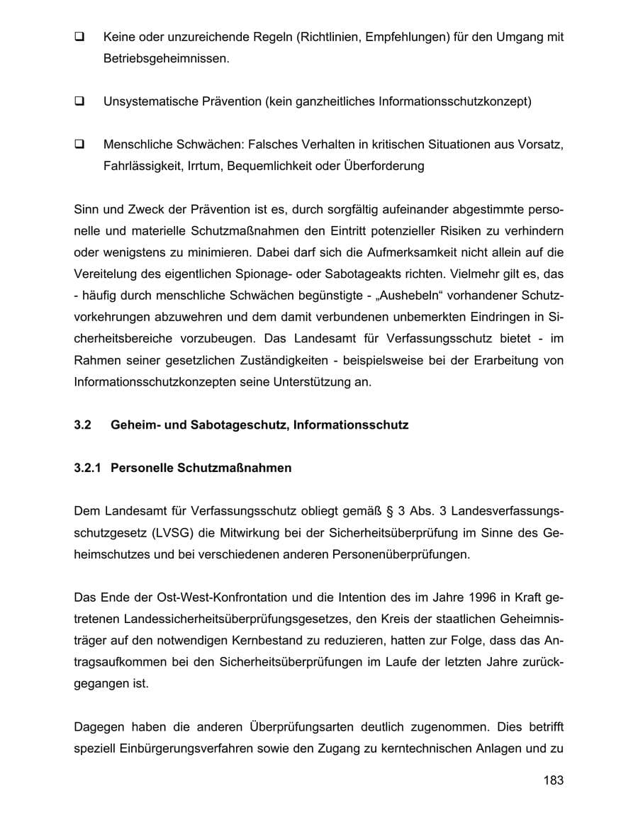 Seite 183 des Verfassungsschutzbericht 2001 Baden-Württemberg