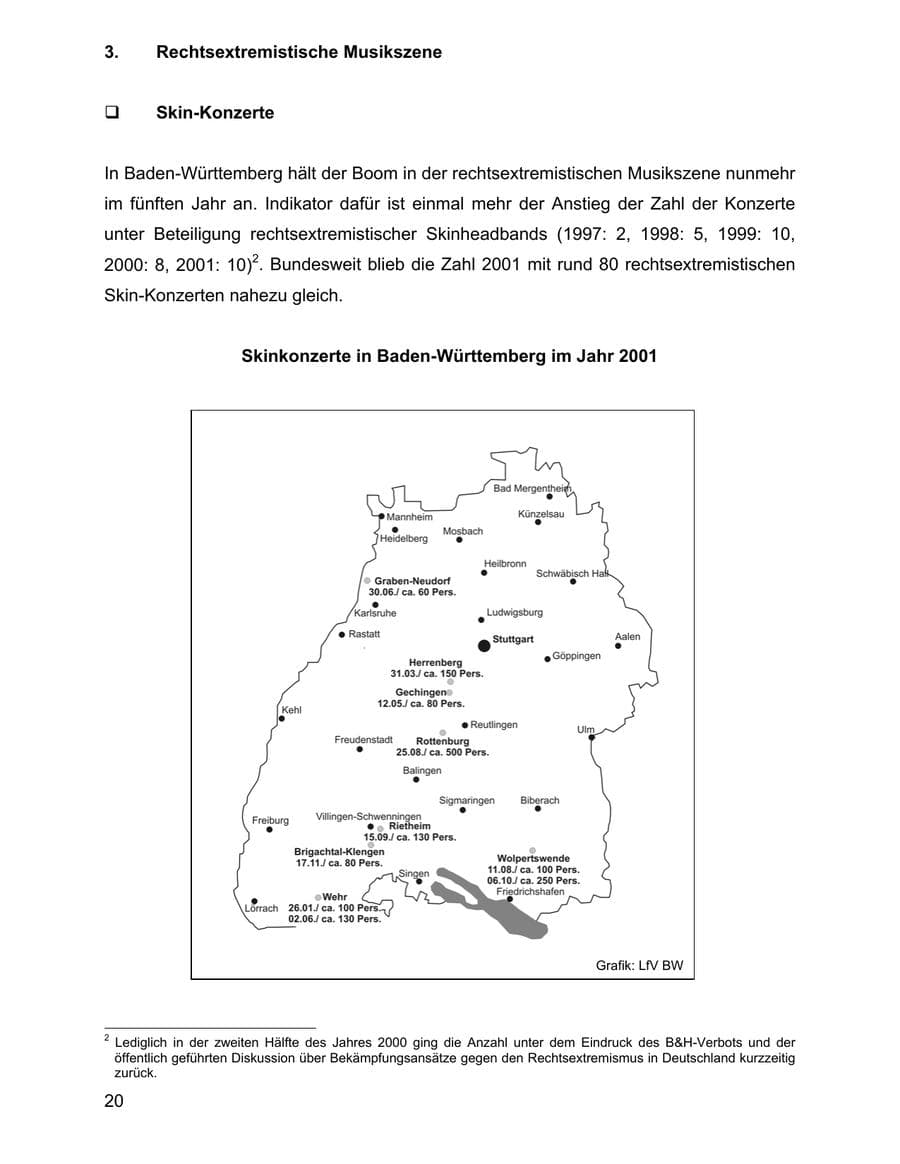 Seite 20 des Verfassungsschutzbericht 2001 Baden-Württemberg