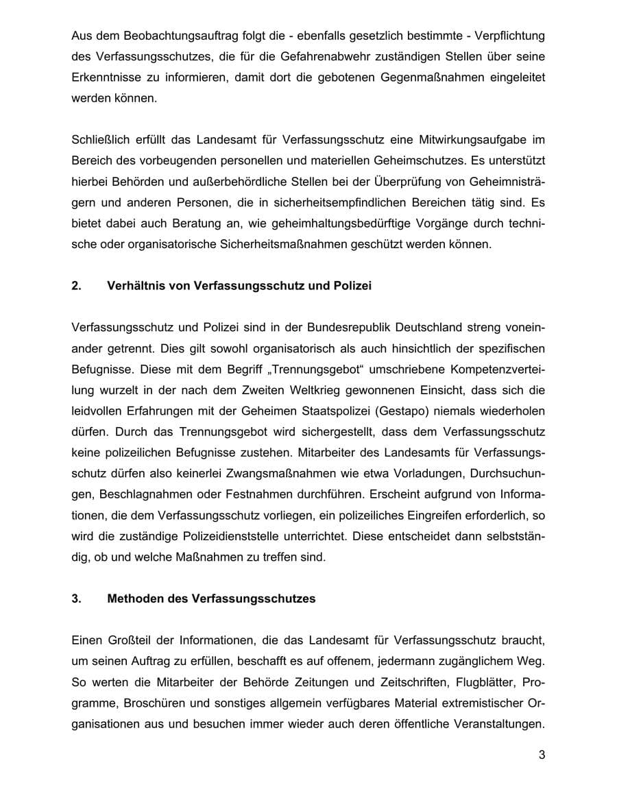 Seite 3 des Verfassungsschutzbericht 2001 Baden-Württemberg