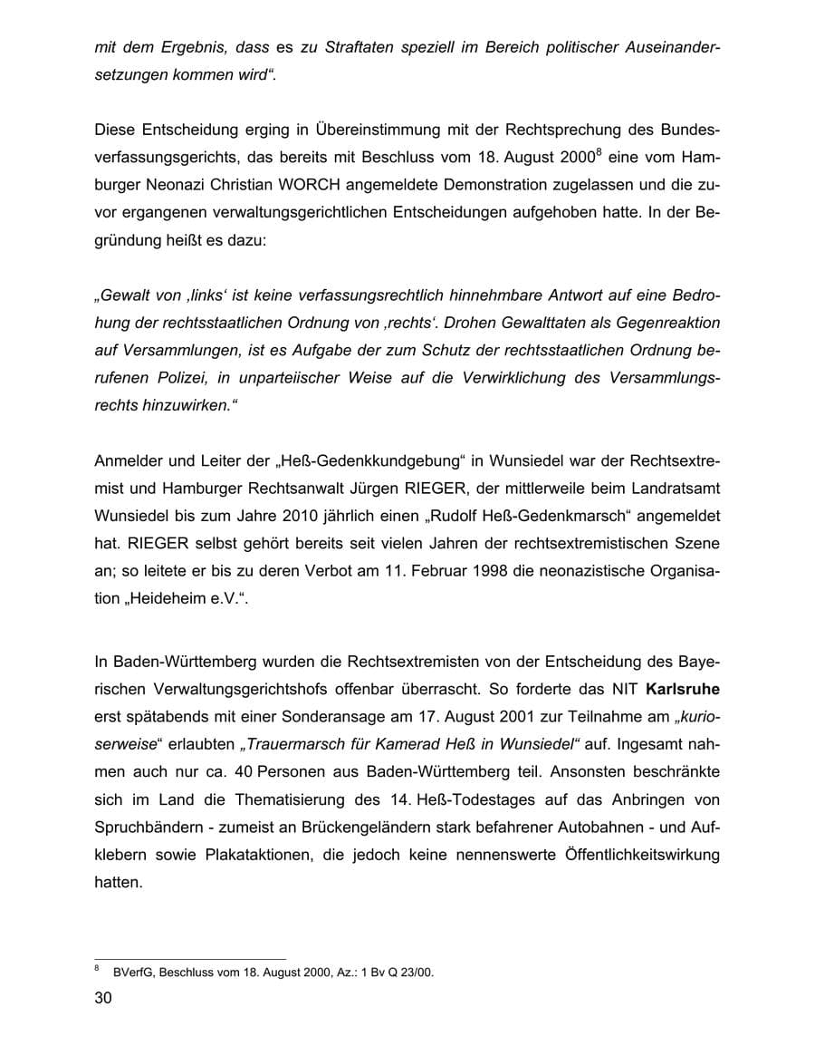 Seite 30 des Verfassungsschutzbericht 2001 Baden-Württemberg