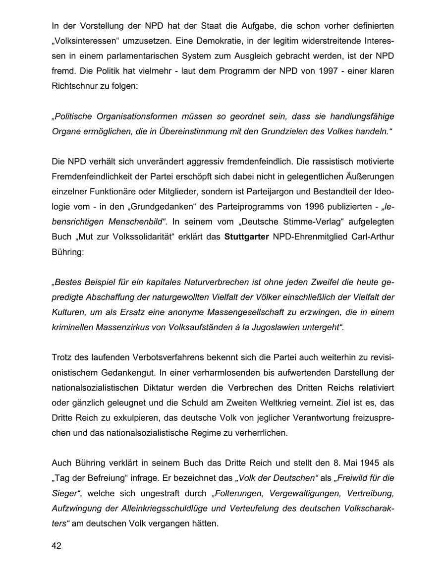 Seite 42 des Verfassungsschutzbericht 2001 Baden-Württemberg