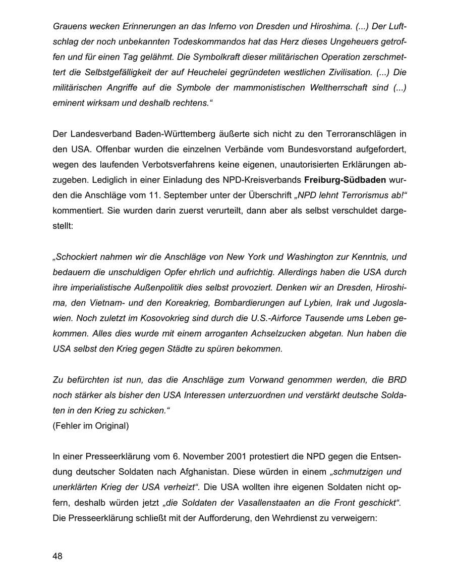 Seite 48 des Verfassungsschutzbericht 2001 Baden-Württemberg