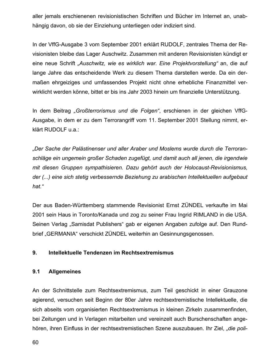 Seite 60 des Verfassungsschutzbericht 2001 Baden-Württemberg