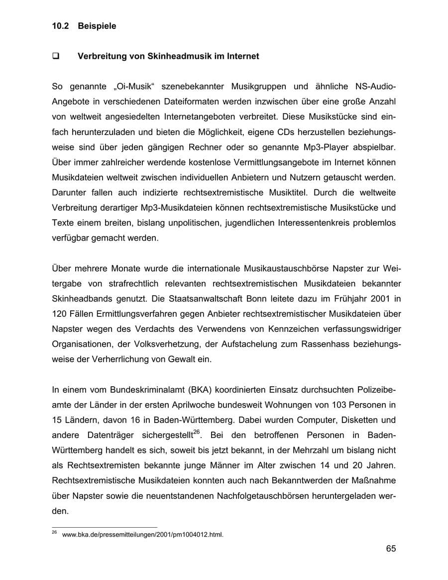 Seite 65 des Verfassungsschutzbericht 2001 Baden-Württemberg