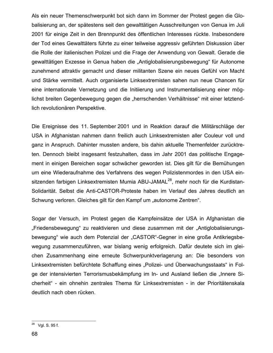 Seite 68 des Verfassungsschutzbericht 2001 Baden-Württemberg