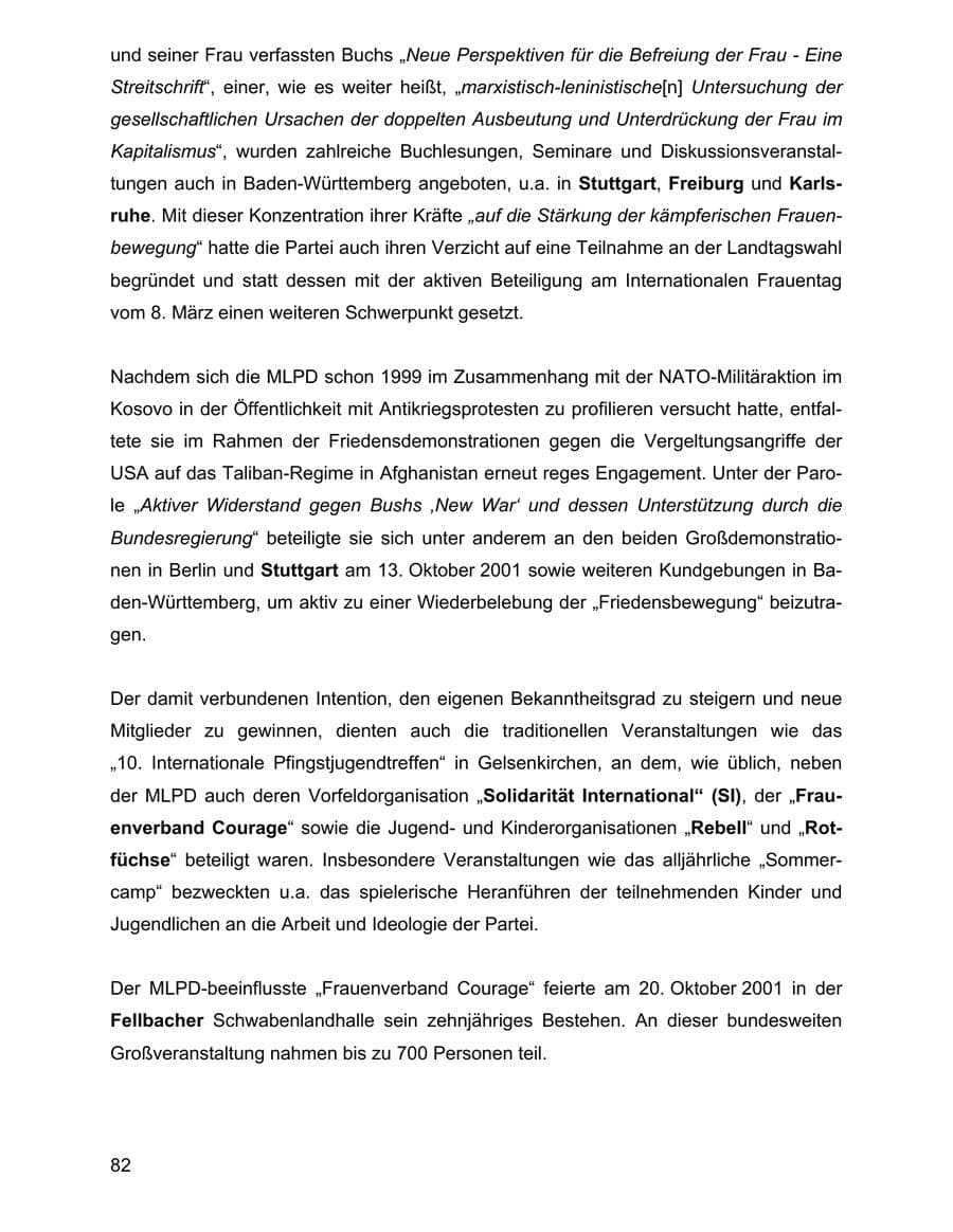 Seite 82 des Verfassungsschutzbericht 2001 Baden-Württemberg