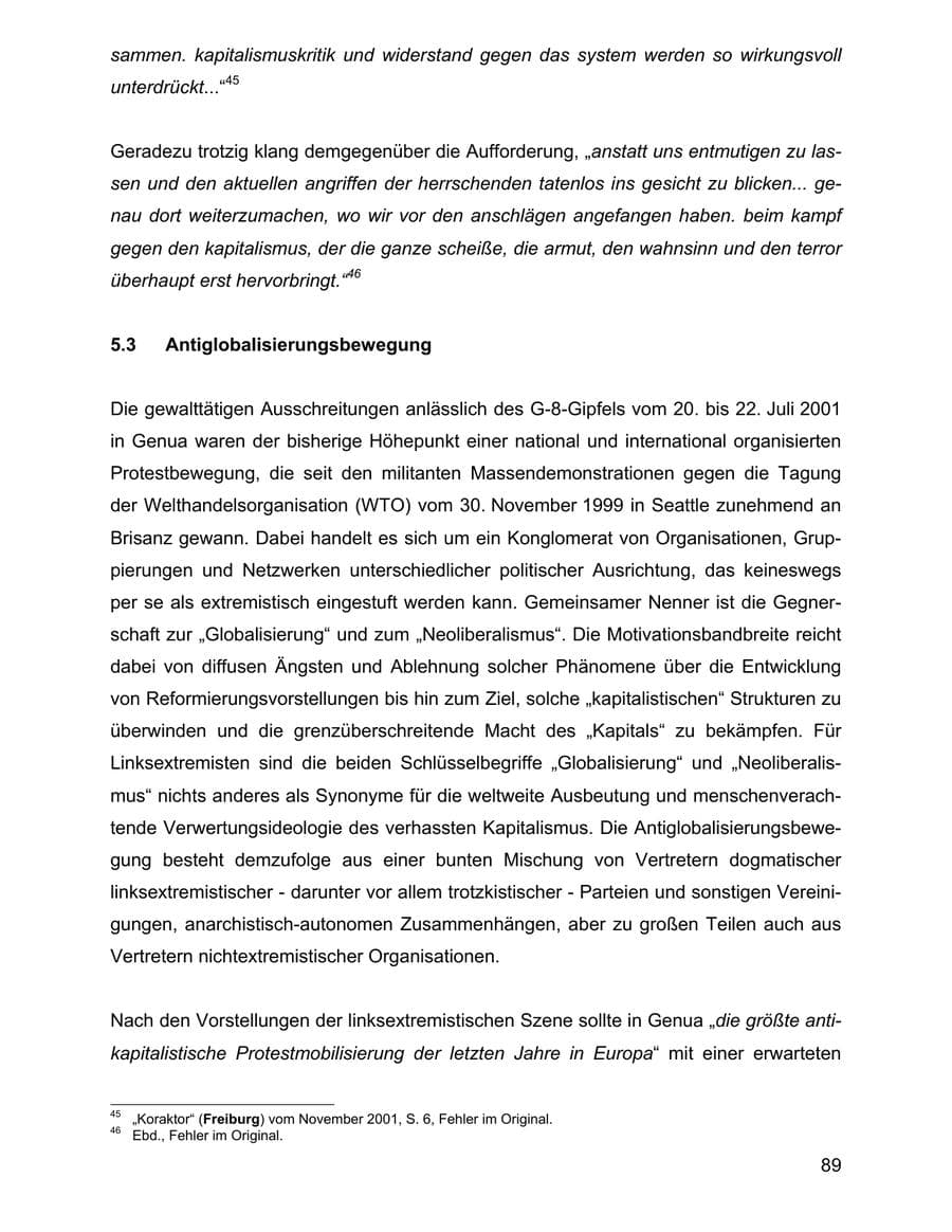 Seite 89 des Verfassungsschutzbericht 2001 Baden-Württemberg