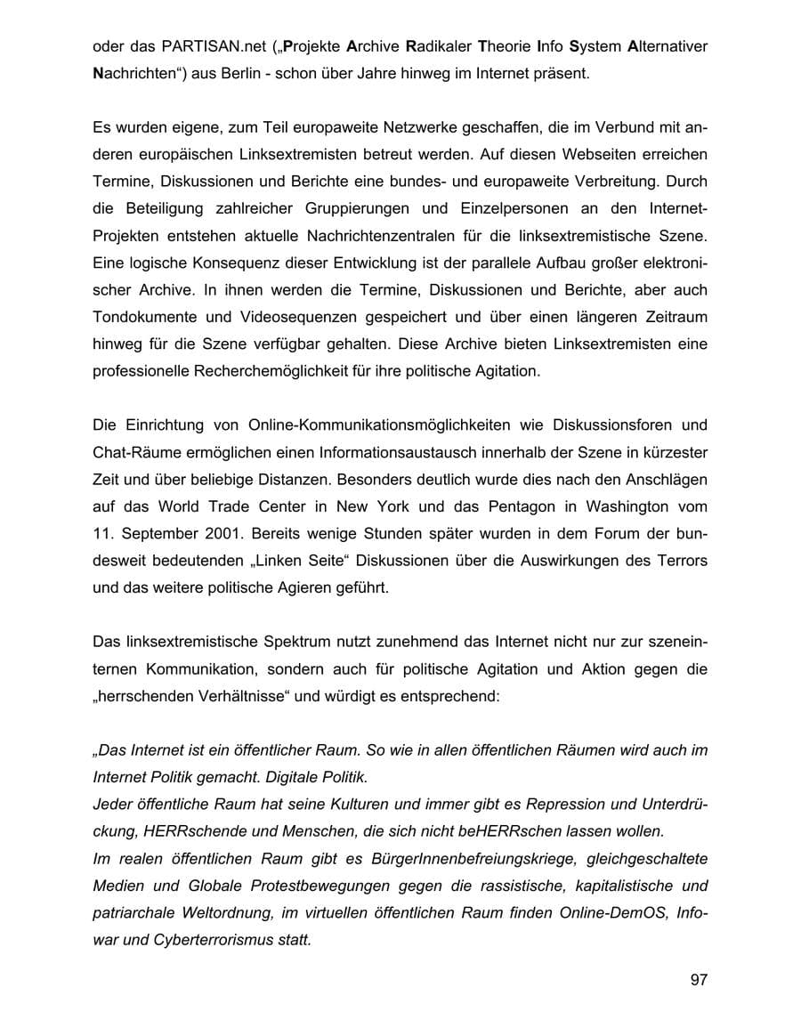 Seite 97 des Verfassungsschutzbericht 2001 Baden-Württemberg