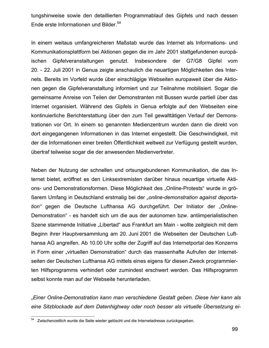Seite 99 des Verfassungsschutzbericht 2001 Baden-Württemberg