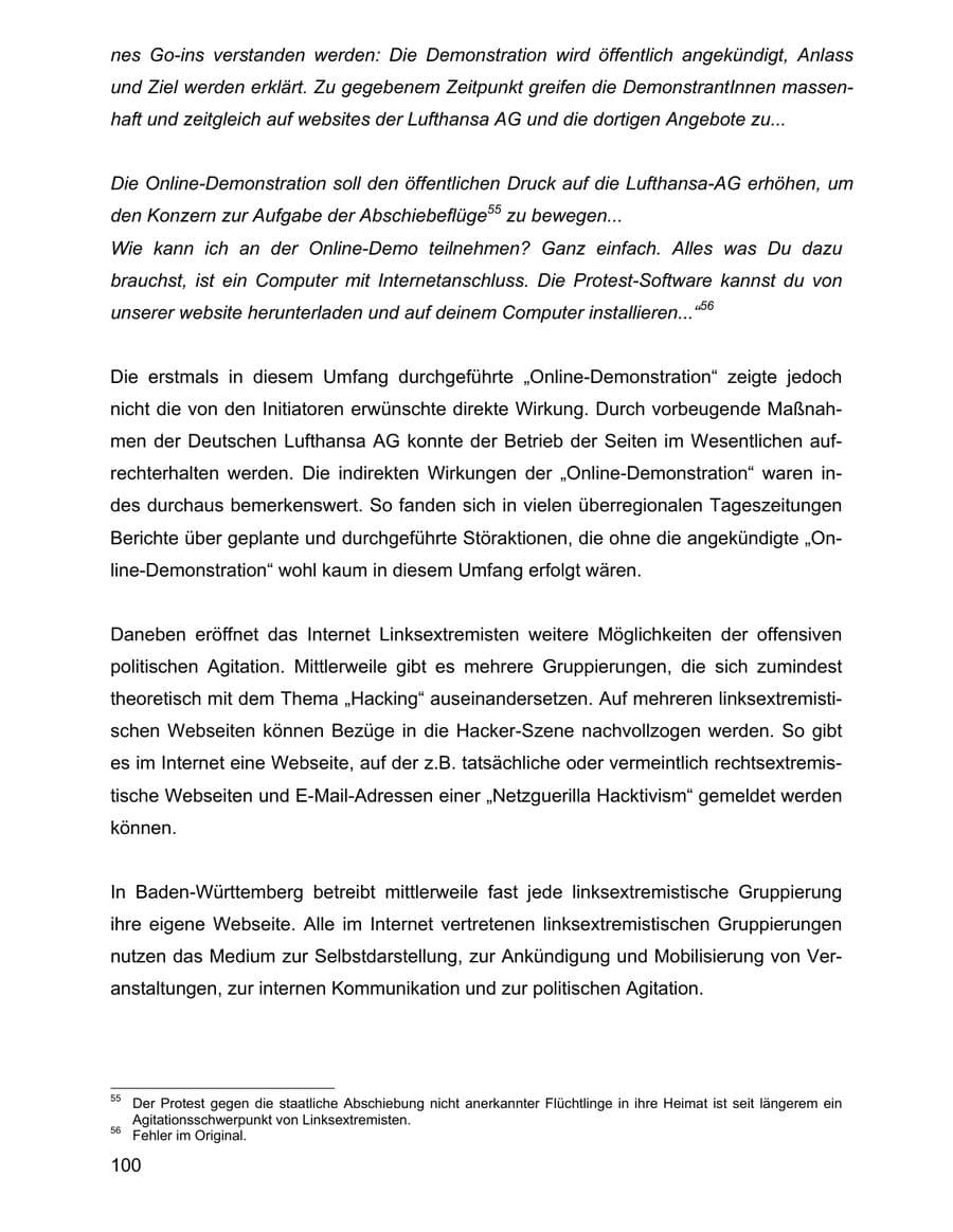 Seite 100 des Verfassungsschutzbericht 2001 Baden-Württemberg