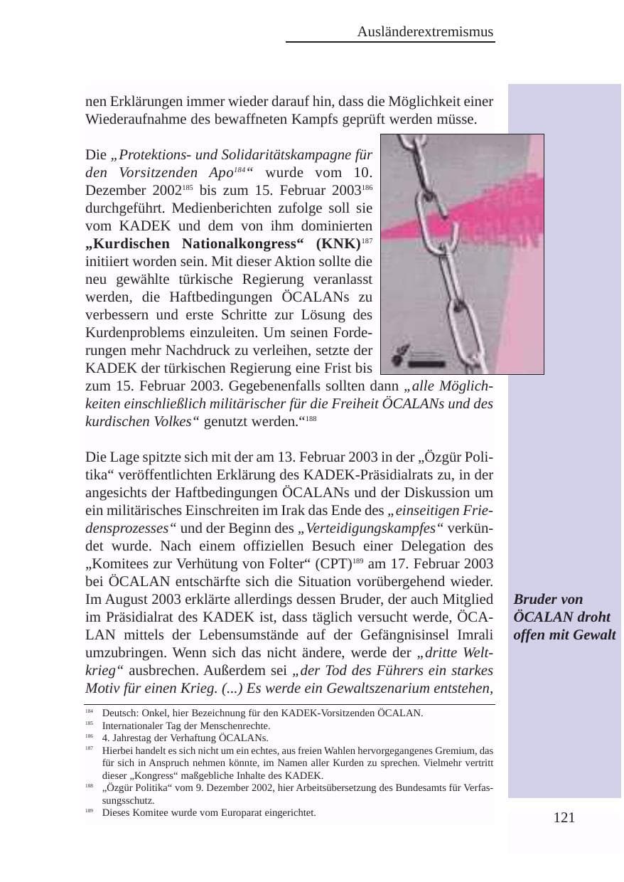 Seite 122 des Verfassungsschutzbericht 2003 Baden-Württemberg