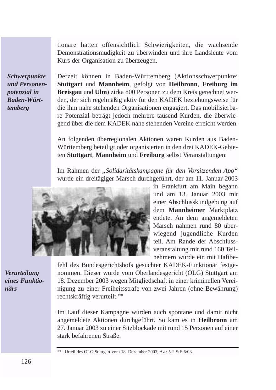 Seite 127 des Verfassungsschutzbericht 2003 Baden-Württemberg