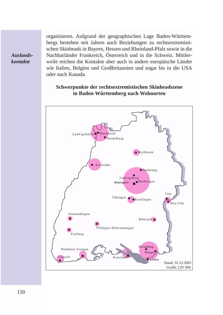 Seite 151 des Verfassungsschutzbericht 2003 Baden-Württemberg