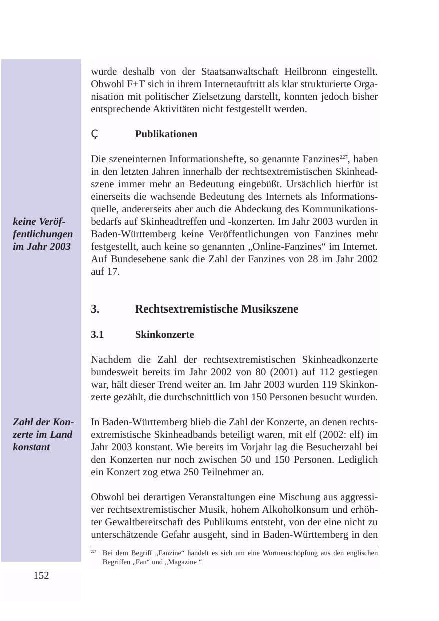 Seite 153 des Verfassungsschutzbericht 2003 Baden-Württemberg