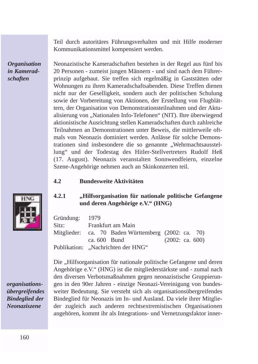 Seite 161 des Verfassungsschutzbericht 2003 Baden-Württemberg