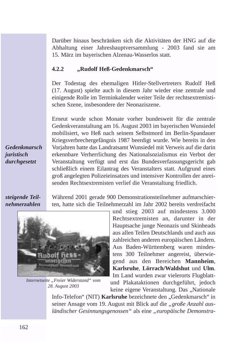 Seite 163 des Verfassungsschutzbericht 2003 Baden-Württemberg
