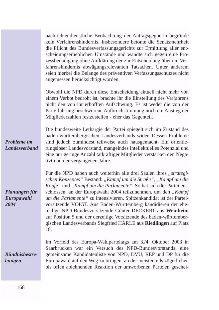 Seite 169 des Verfassungsschutzbericht 2003 Baden-Württemberg