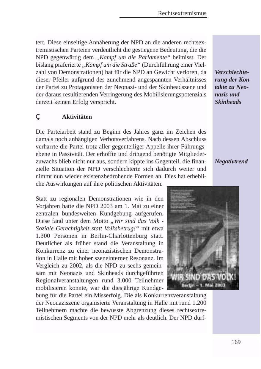 Seite 170 des Verfassungsschutzbericht 2003 Baden-Württemberg