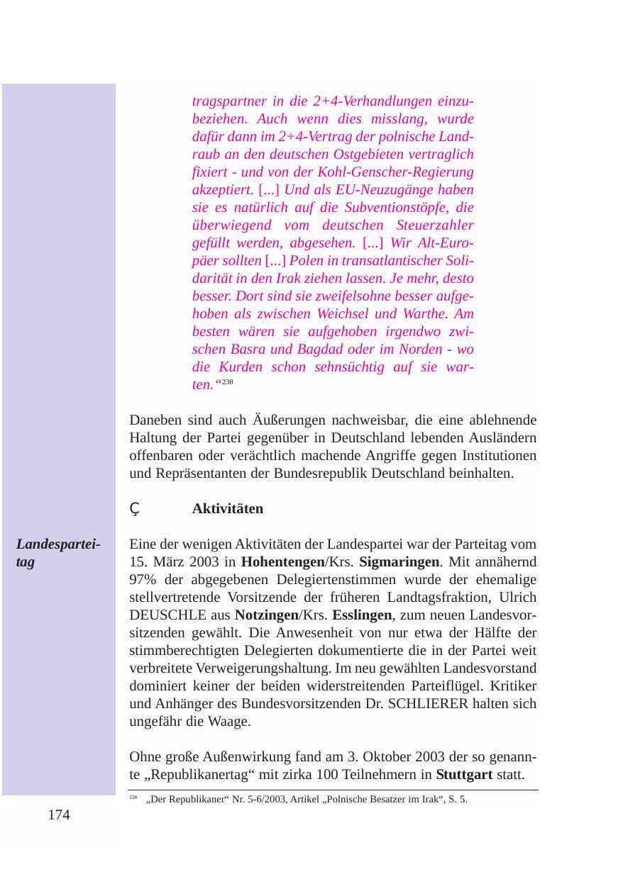 Seite 175 des Verfassungsschutzbericht 2003 Baden-Württemberg