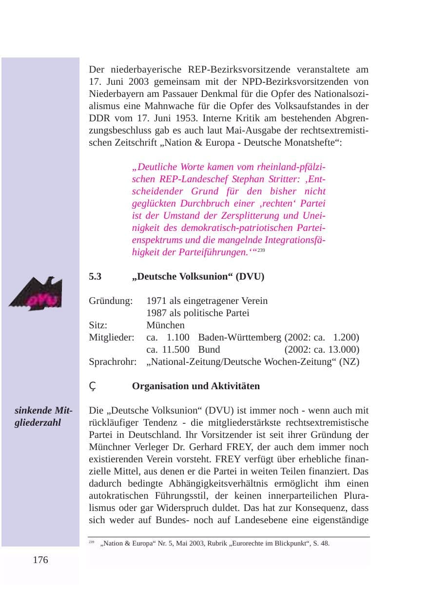 Seite 177 des Verfassungsschutzbericht 2003 Baden-Württemberg