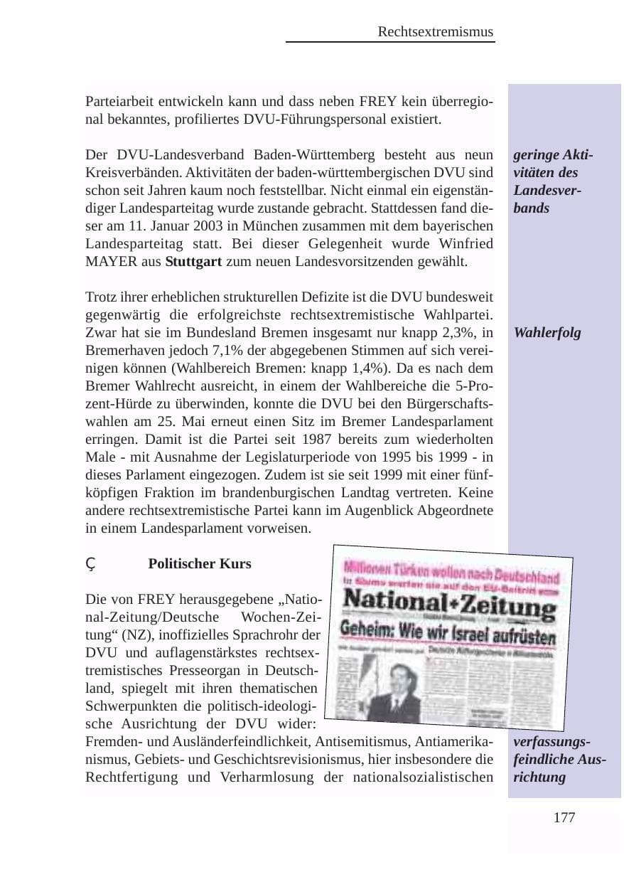 Seite 178 des Verfassungsschutzbericht 2003 Baden-Württemberg