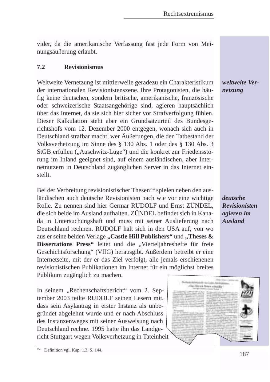 Seite 188 des Verfassungsschutzbericht 2003 Baden-Württemberg
