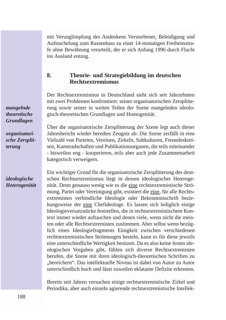 Seite 189 des Verfassungsschutzbericht 2003 Baden-Württemberg
