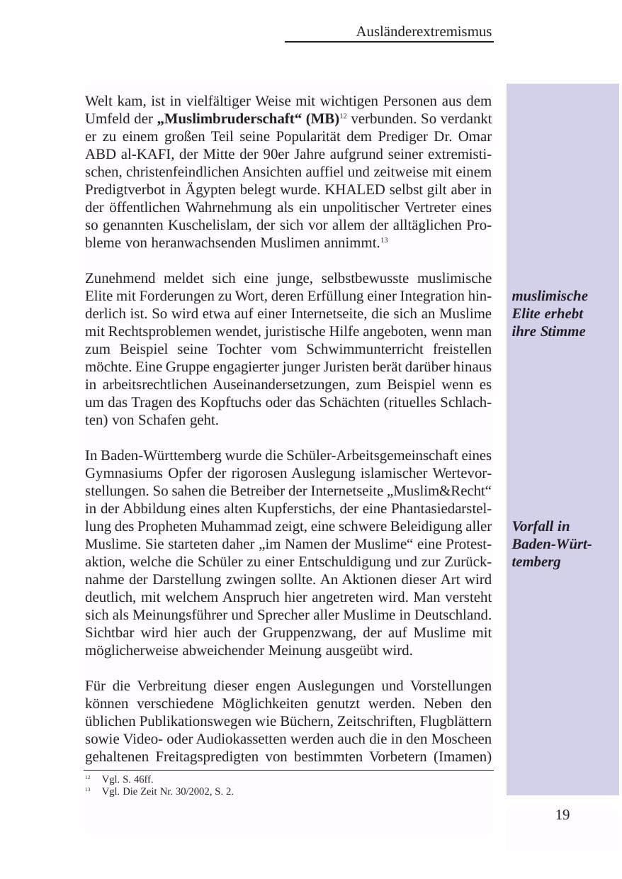 Seite 20 des Verfassungsschutzbericht 2003 Baden-Württemberg