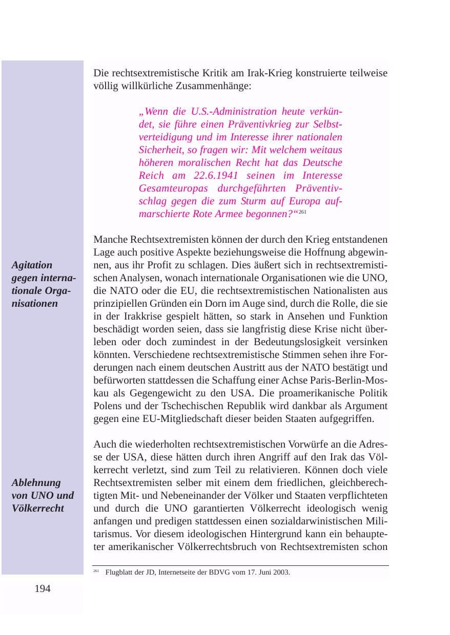 Seite 195 des Verfassungsschutzbericht 2003 Baden-Württemberg