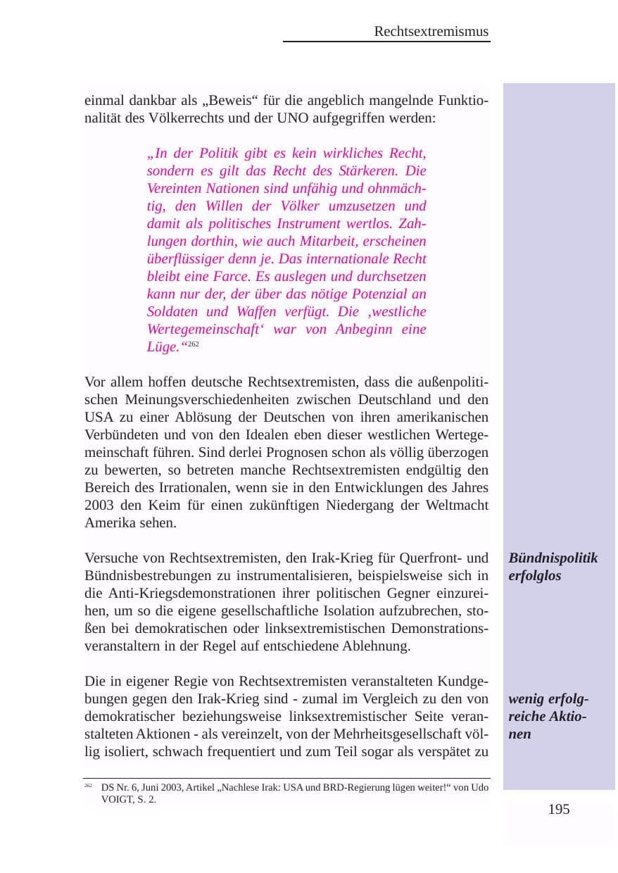 Seite 196 des Verfassungsschutzbericht 2003 Baden-Württemberg
