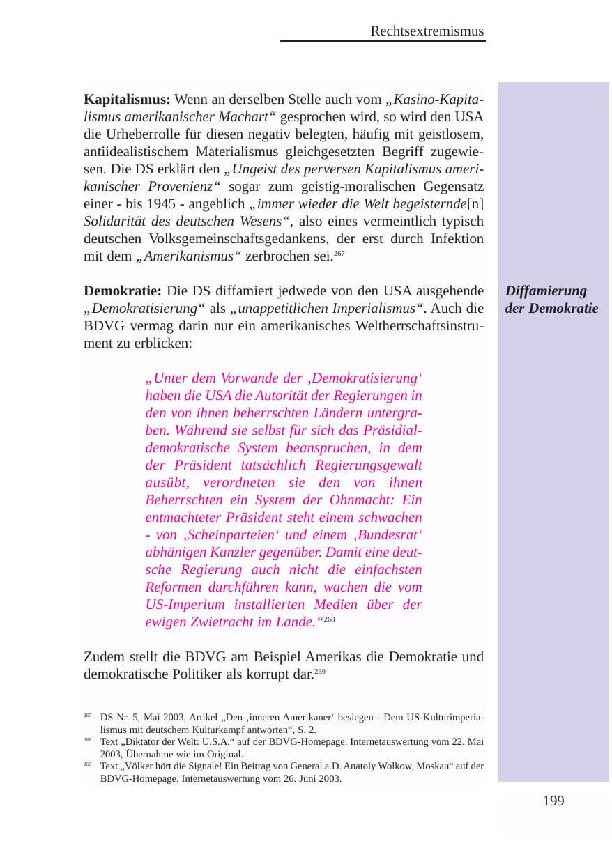 Seite 200 des Verfassungsschutzbericht 2003 Baden-Württemberg