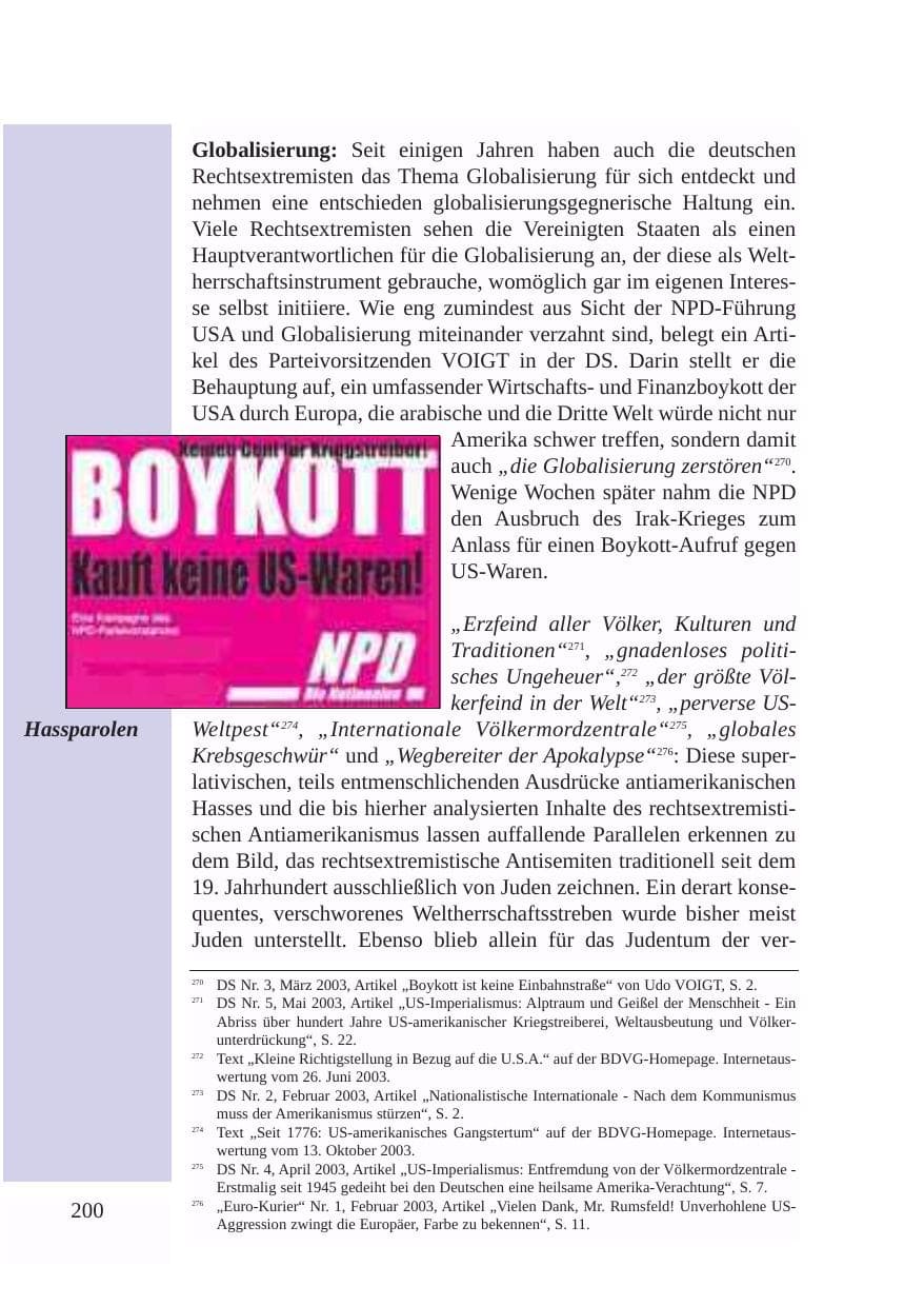 Seite 201 des Verfassungsschutzbericht 2003 Baden-Württemberg