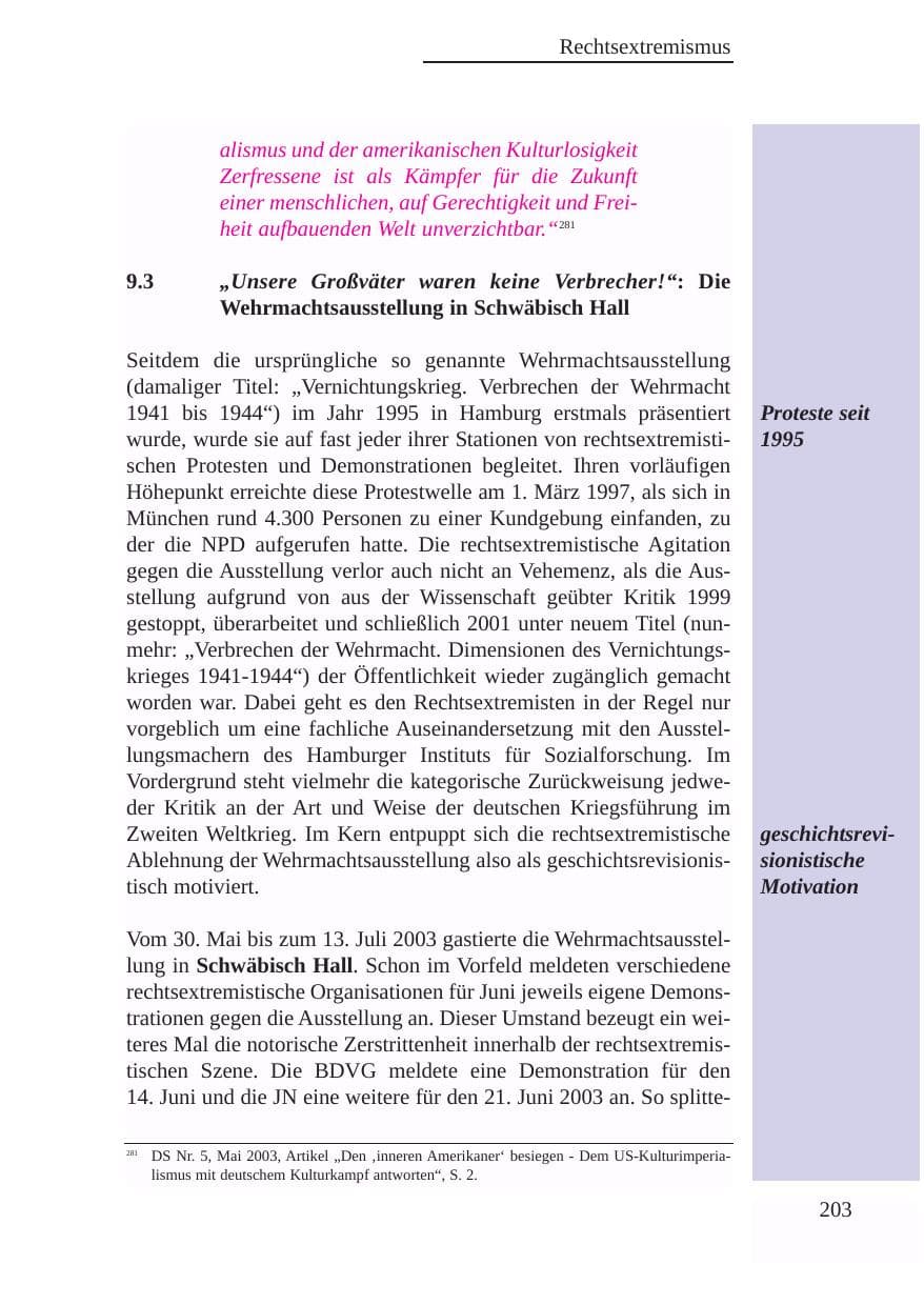 Seite 204 des Verfassungsschutzbericht 2003 Baden-Württemberg