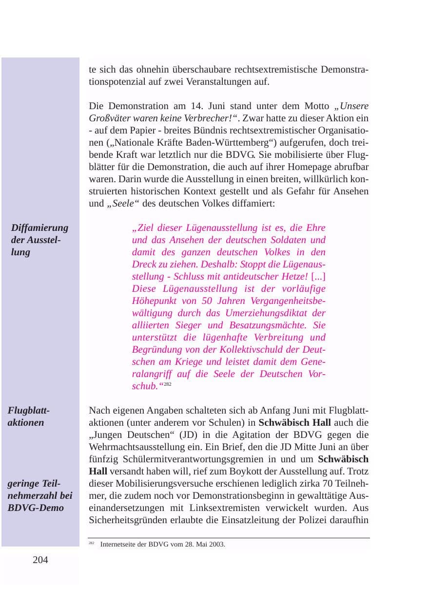Seite 205 des Verfassungsschutzbericht 2003 Baden-Württemberg