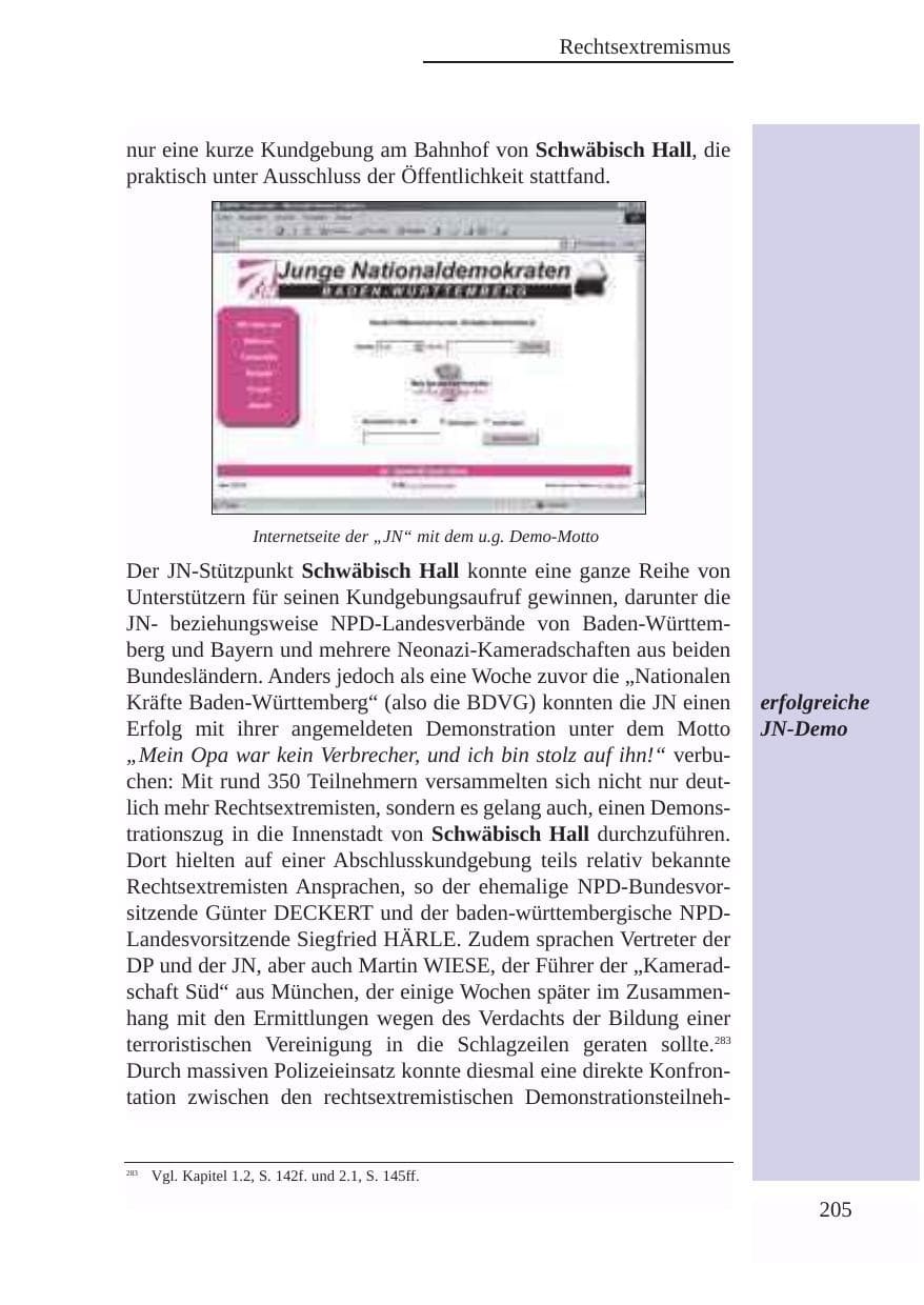 Seite 206 des Verfassungsschutzbericht 2003 Baden-Württemberg
