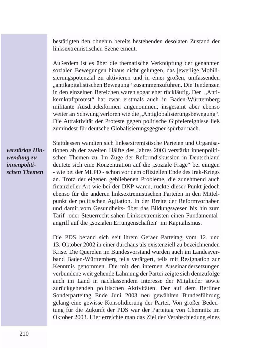 Seite 211 des Verfassungsschutzbericht 2003 Baden-Württemberg