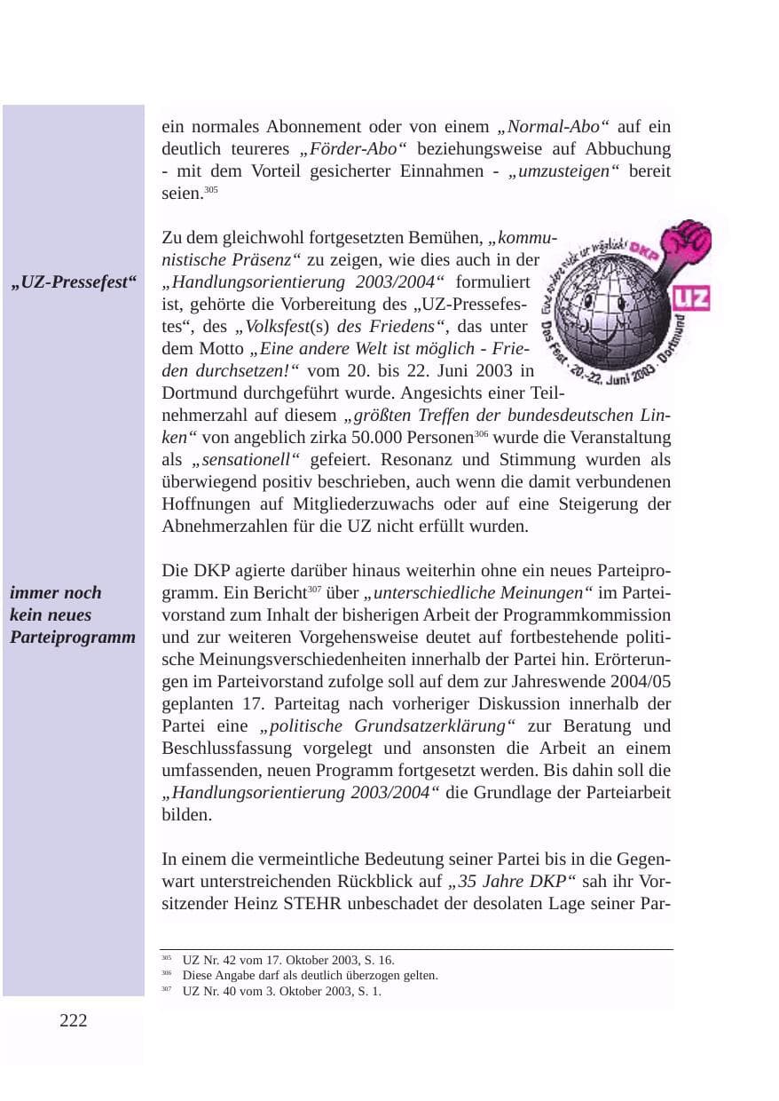 Seite 223 des Verfassungsschutzbericht 2003 Baden-Württemberg