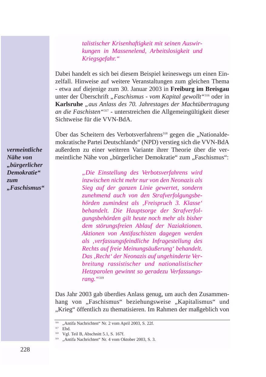 Seite 229 des Verfassungsschutzbericht 2003 Baden-Württemberg