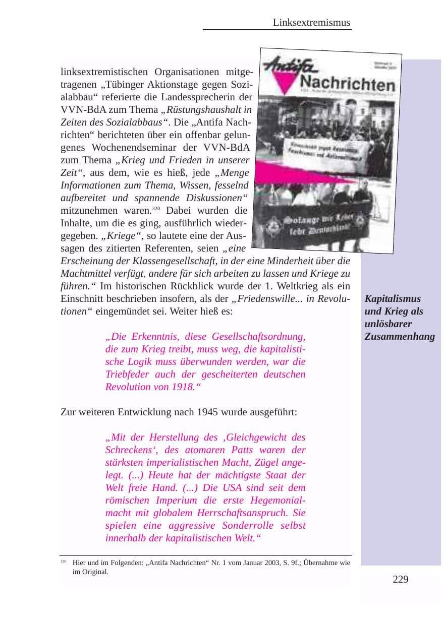 Seite 230 des Verfassungsschutzbericht 2003 Baden-Württemberg