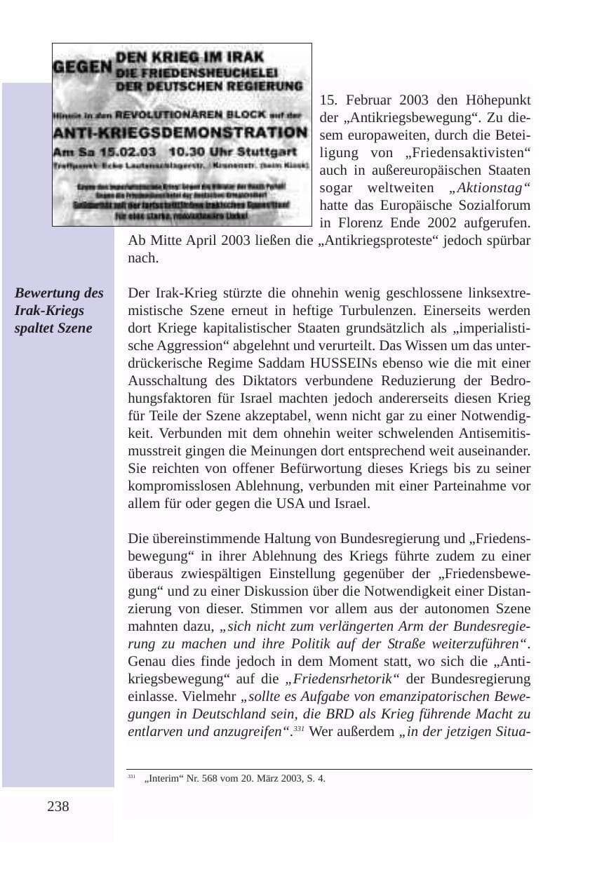 Seite 239 des Verfassungsschutzbericht 2003 Baden-Württemberg