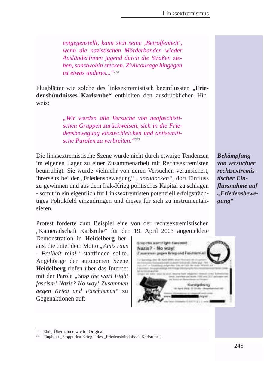 Seite 246 des Verfassungsschutzbericht 2003 Baden-Württemberg