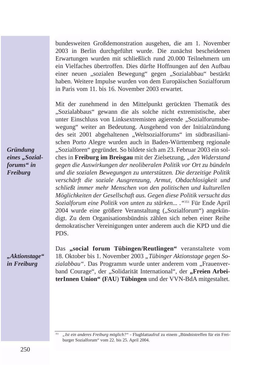 Seite 251 des Verfassungsschutzbericht 2003 Baden-Württemberg