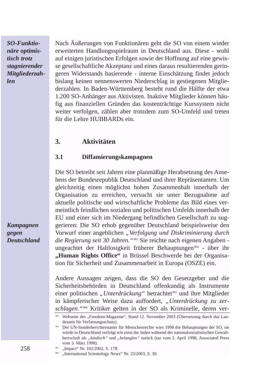 Seite 259 des Verfassungsschutzbericht 2003 Baden-Württemberg