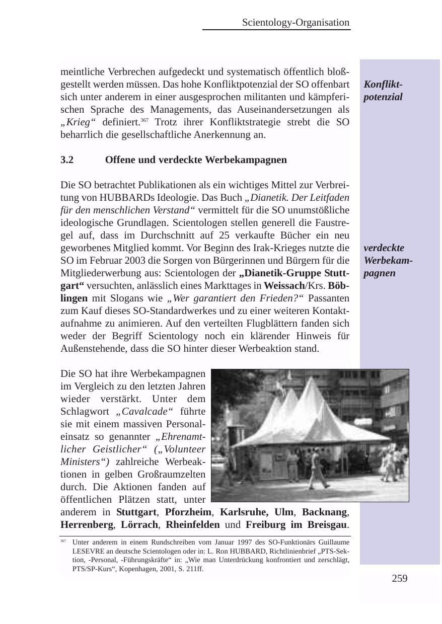 Seite 260 des Verfassungsschutzbericht 2003 Baden-Württemberg