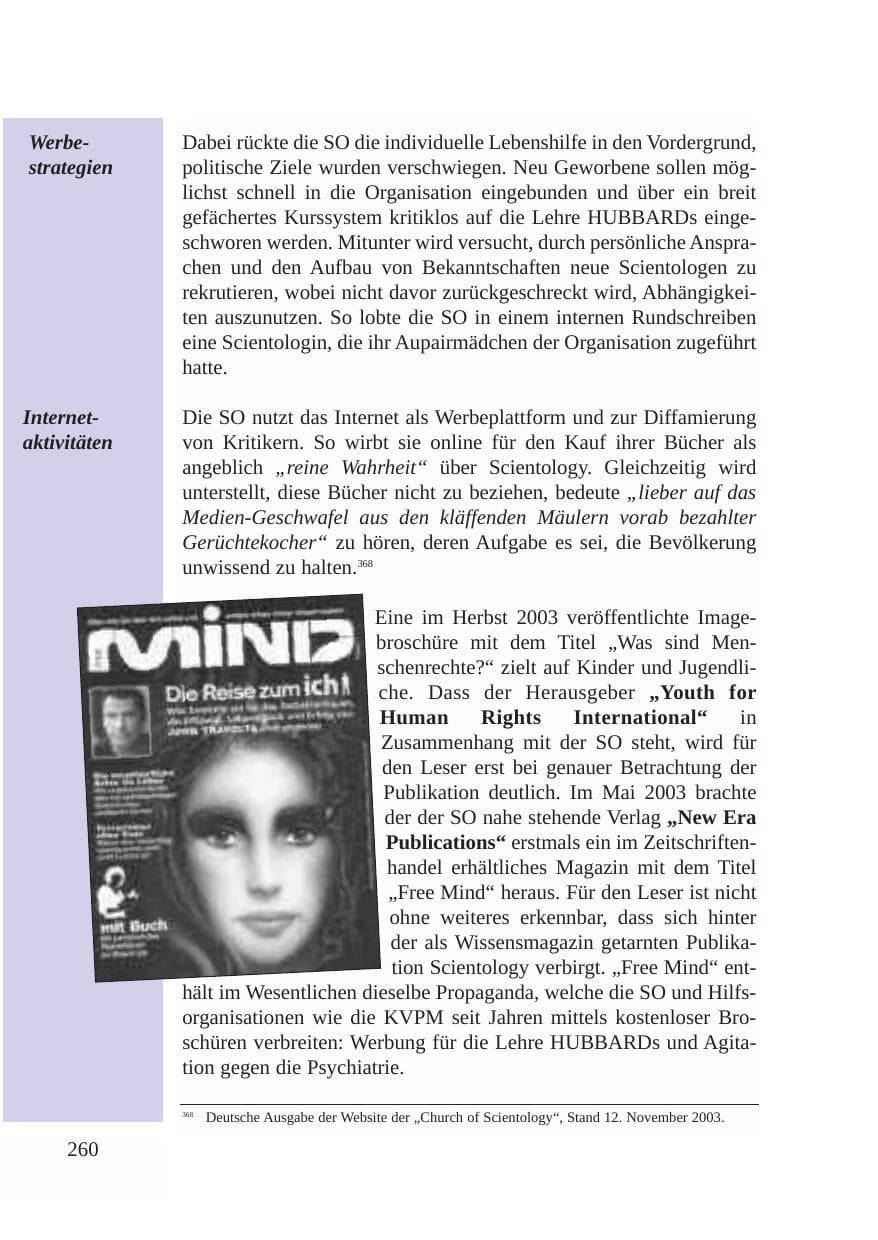 Seite 261 des Verfassungsschutzbericht 2003 Baden-Württemberg