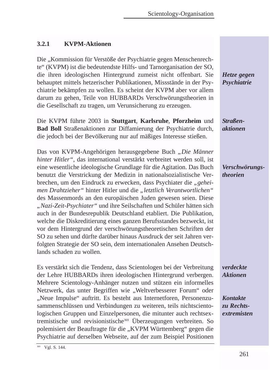 Seite 262 des Verfassungsschutzbericht 2003 Baden-Württemberg