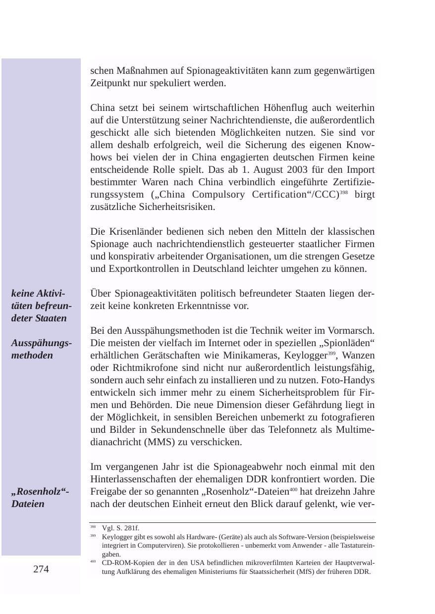 Seite 275 des Verfassungsschutzbericht 2003 Baden-Württemberg